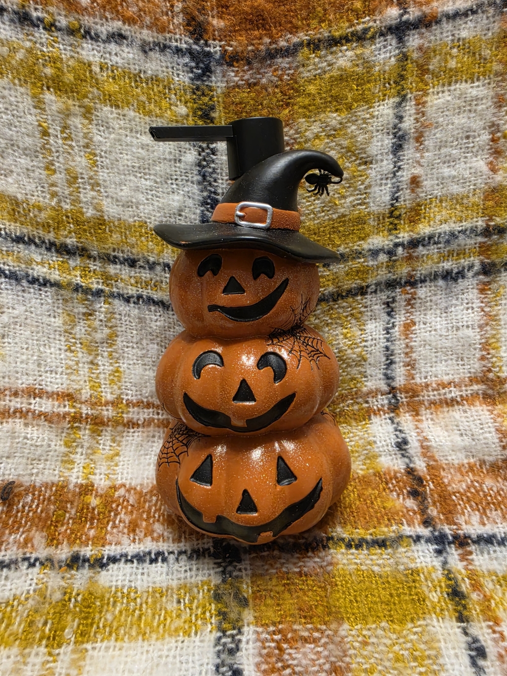 Stacked Pumpkin Soap Dispenser - Orange & Black Halloween Decor